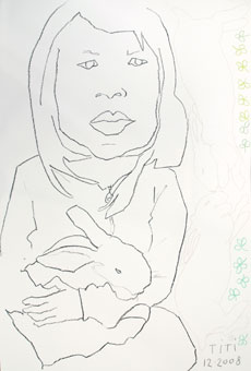 Anne met zwartje en opgenaaide konijnen