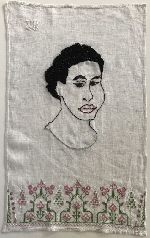 portret met opgestoken haar